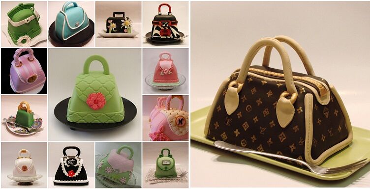 Lv Cake With Tiny Purse Cupcake Toppers 