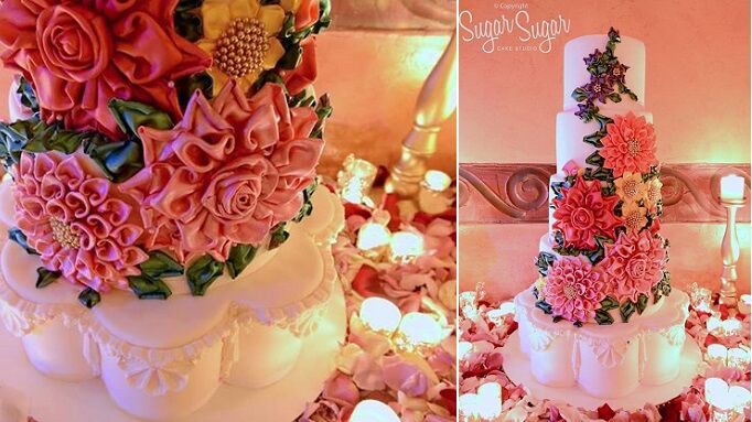 1pc Pink Flower Shaped Cake Topper, Paper Romantic Cake Top Decoration For  Party | SHEIN