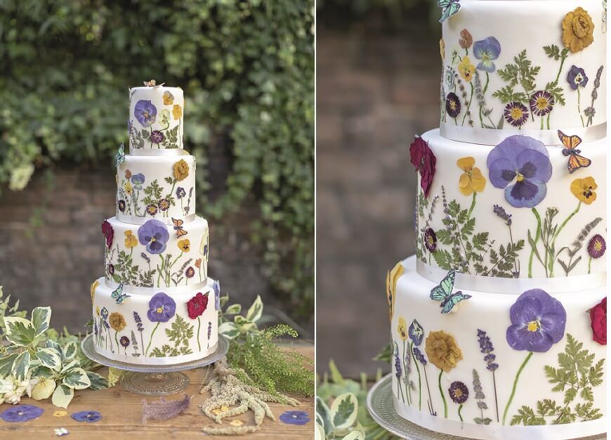 Wildflower Wedding Cake Tutorial with Pressed Flowers - Cake Geek